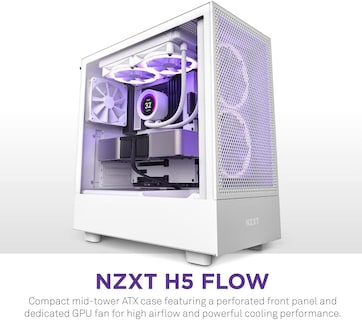 Foto 6 | Funda Para Videojuegos Para Pc Nzxt H5 Flow Compact Atx Mid-tower Blanca - Venta Internacional.