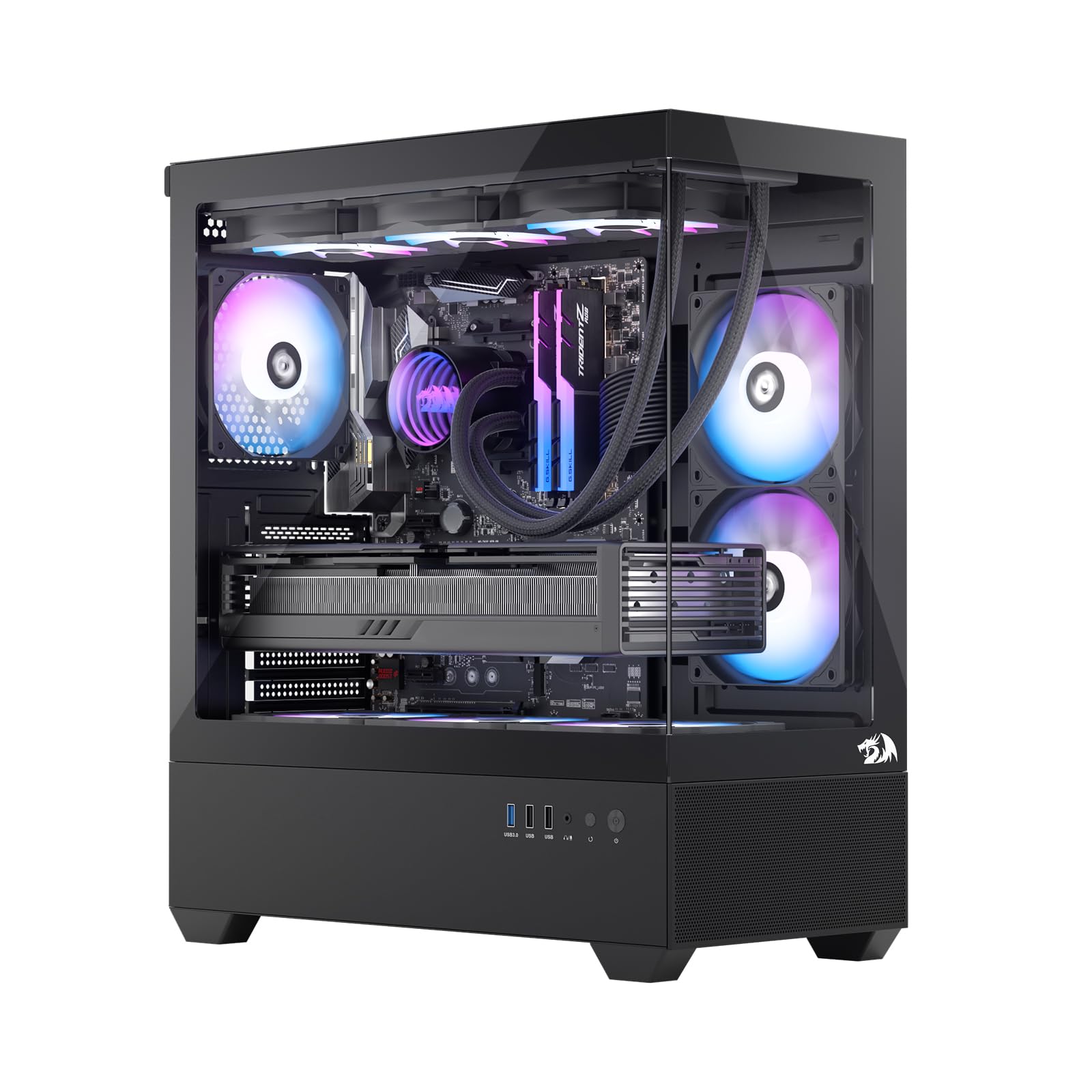 Funda Para Pc Redragon Ca606 Gaming Atx Con 3 Ventiladores De 120 Mm, Color Negro - Venta Internacional.