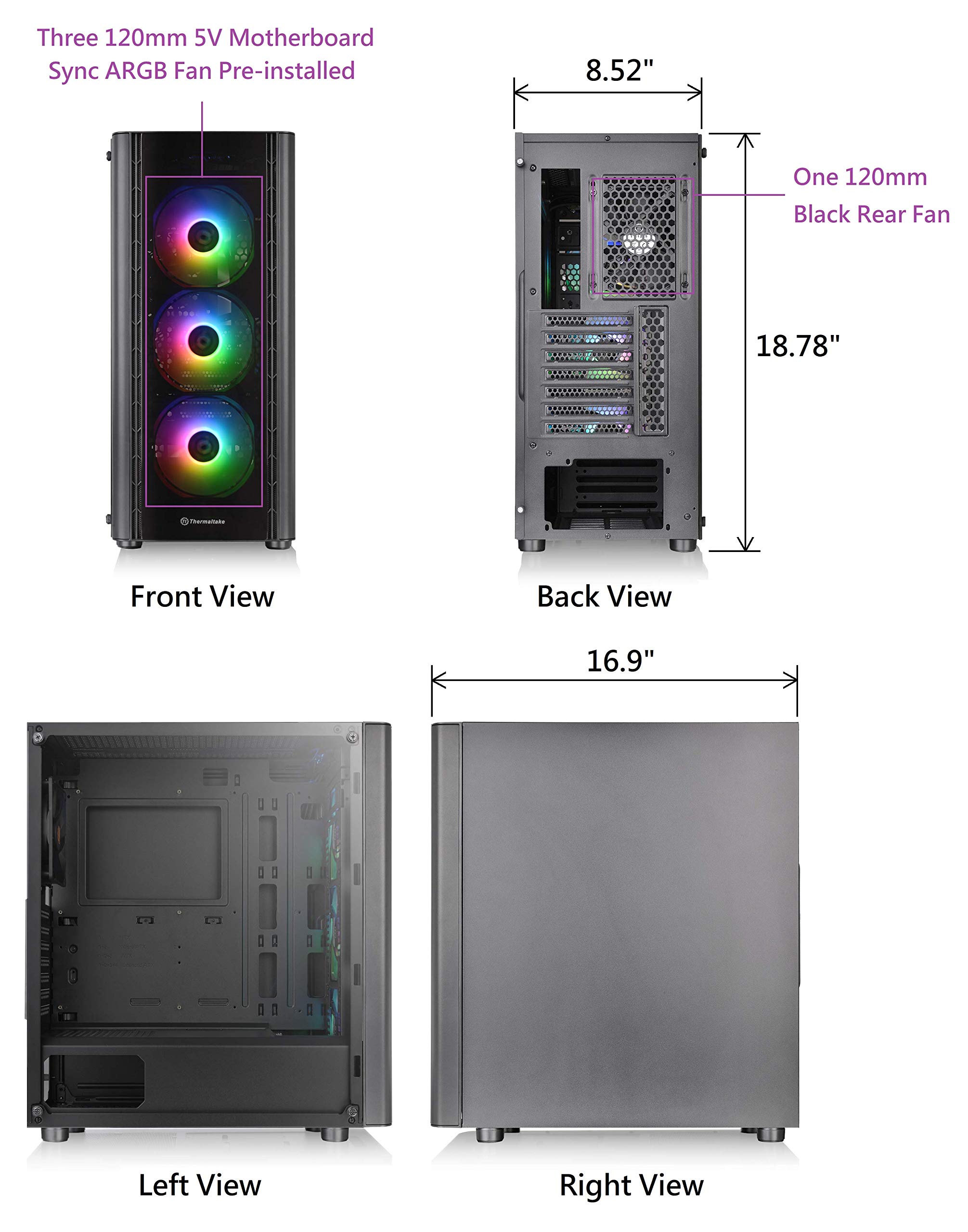 Foto 3 pulgar | Carcasa De Ordenador Thermaltake V250 Motherboard Sync Argb Atx - Venta Internacional.