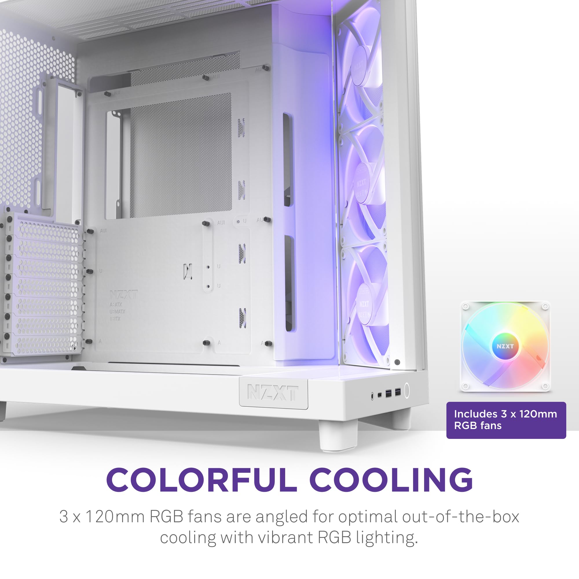 Foto 5 pulgar | Case Nzxt H6 Flow Rgb Mid-tower Airflow Con 3 Ventiladores Rgb, Color Blanco - Venta Internacional.