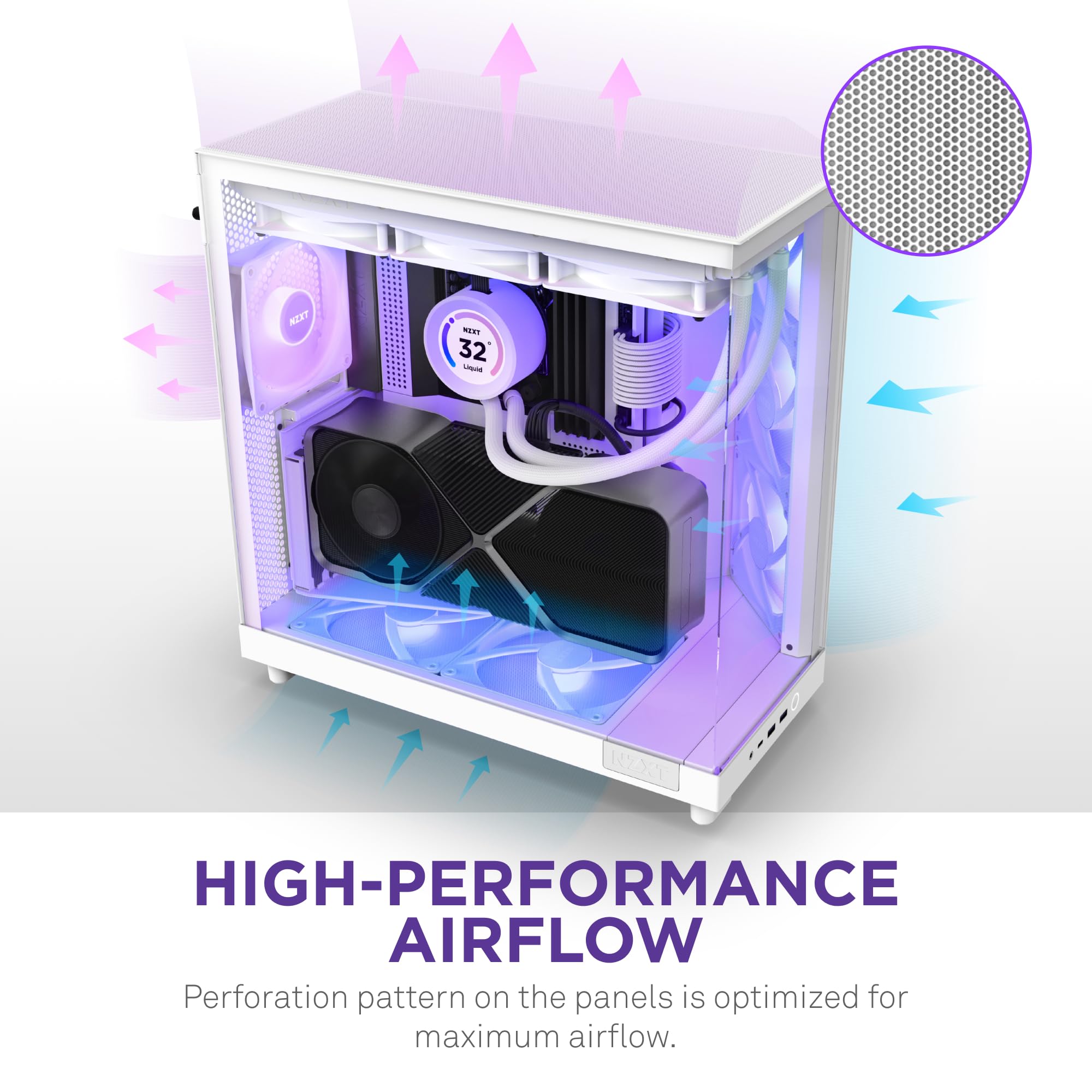 Foto 6 pulgar | Case Nzxt H6 Flow Rgb Mid-tower Airflow Con 3 Ventiladores Rgb, Color Blanco - Venta Internacional.