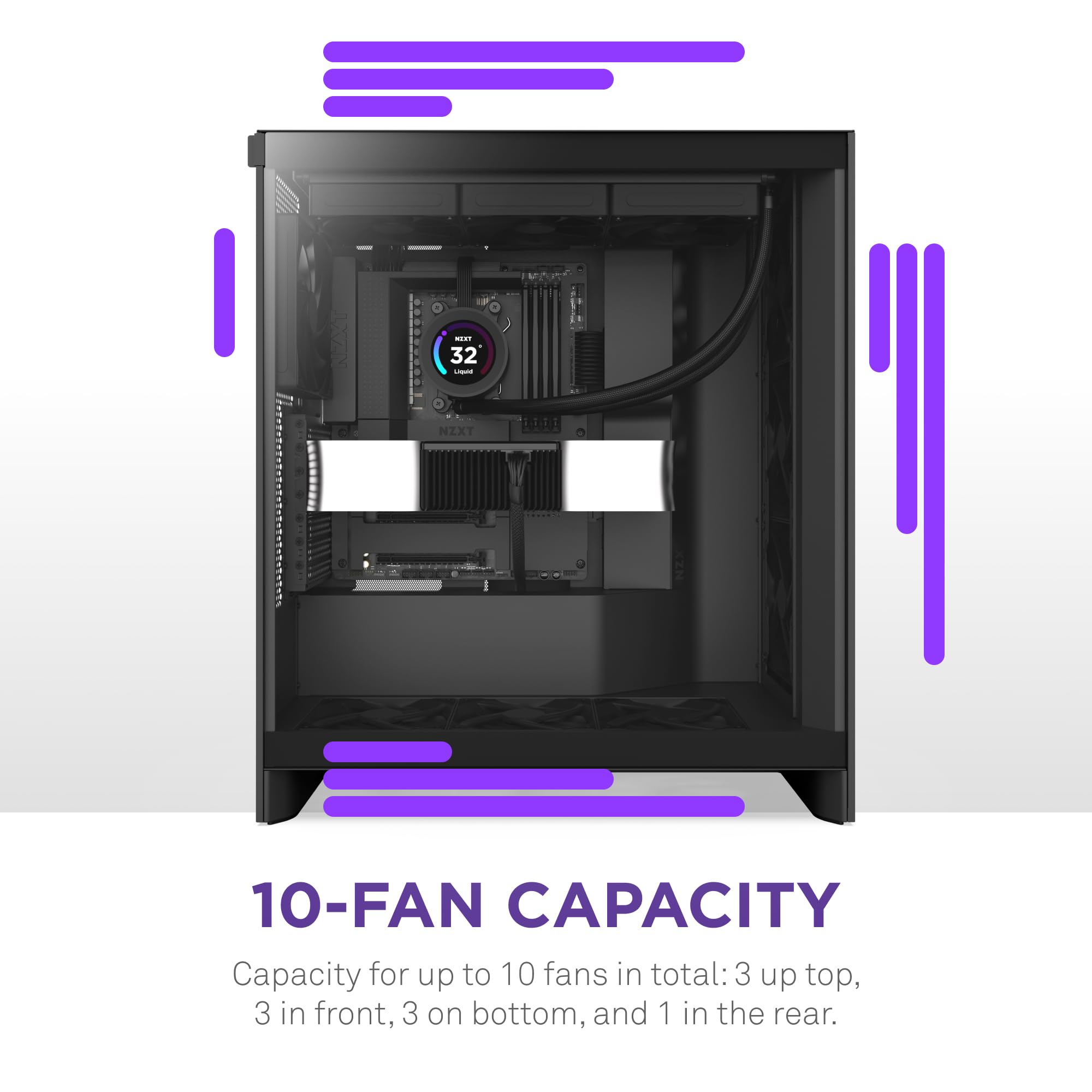 Foto 8 pulgar | Case Nzxt H7 Flow 2024 Mid-tower Atx Con 3 Ventiladores De 120 Mm, Color Negro - Venta Internacional.