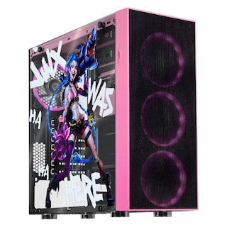 Foto 1 | Gabinete Gamer Xtreme Pc Gaming Jinx Edition Media Torre Atx 4 Fan Cristal Templado Argb Rosa