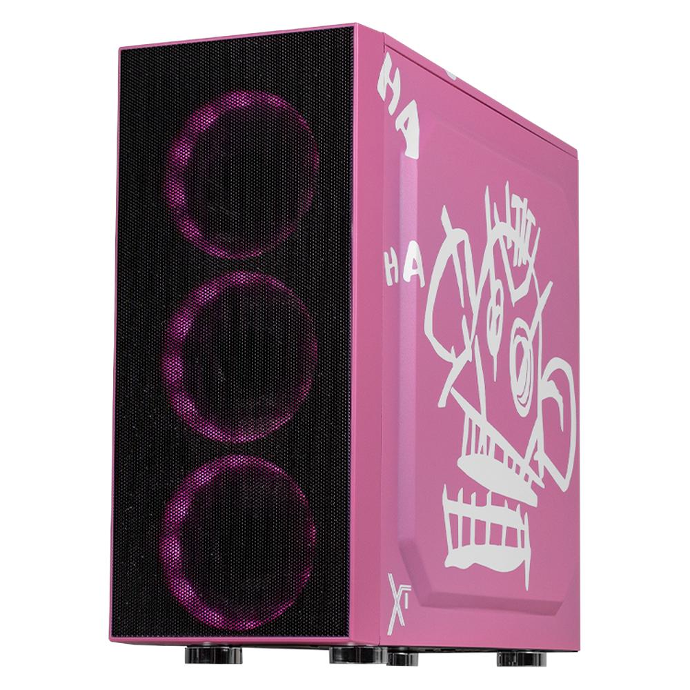 Foto 3 pulgar | Gabinete Gamer Xtreme Pc Gaming Jinx Edition Media Torre Atx 4 Fan Cristal Templado Argb Rosa