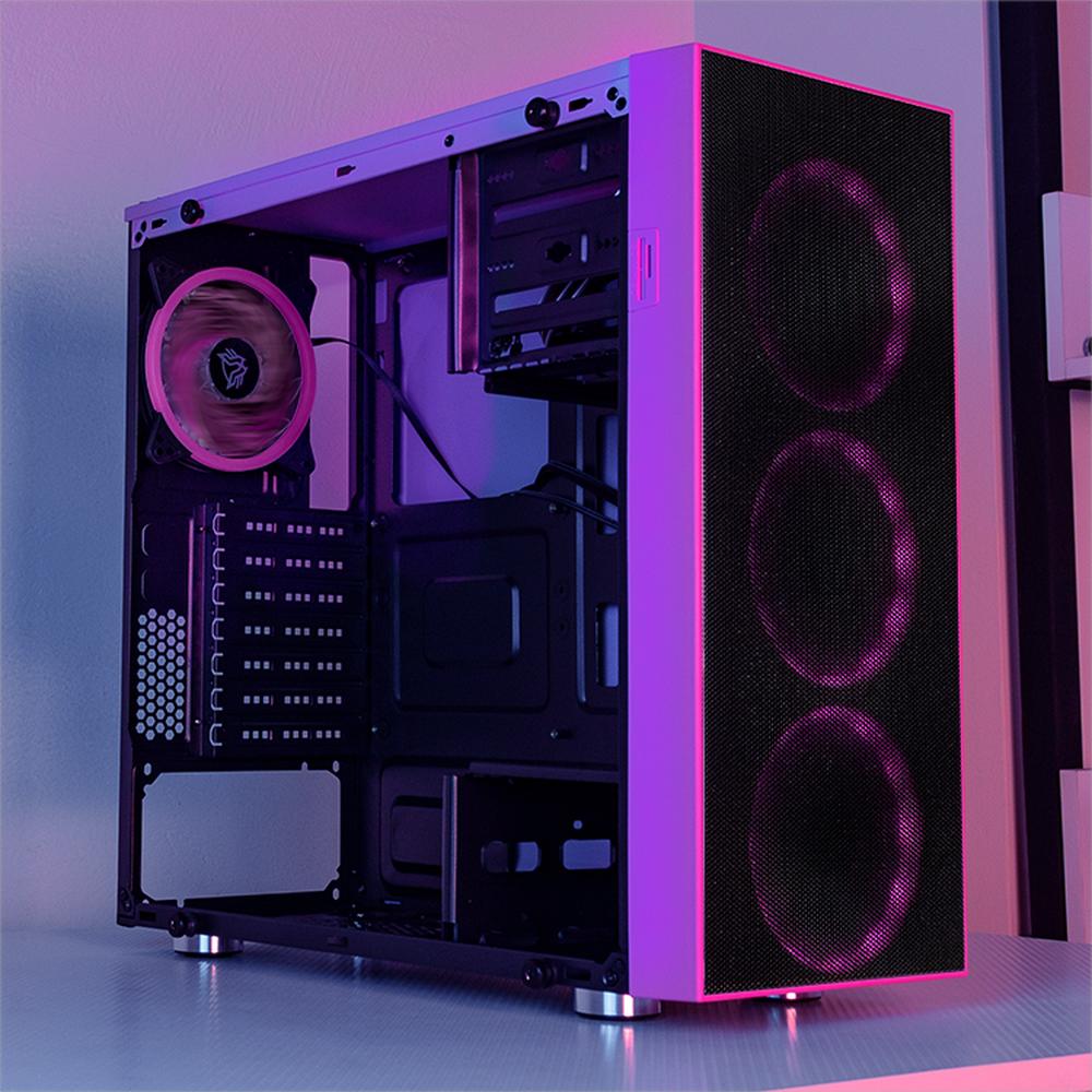 Foto 7 pulgar | Gabinete Gamer Xtreme Pc Gaming Jinx Edition Media Torre Atx 4 Fan Cristal Templado Argb Rosa