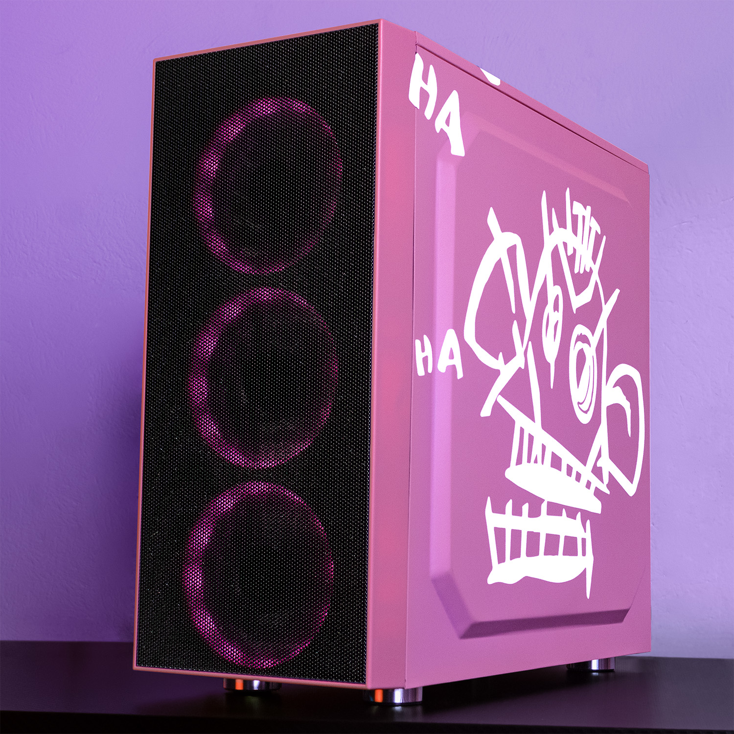 Foto 9 pulgar | Gabinete Gamer Xtreme Pc Gaming Jinx Edition Media Torre Atx 4 Fan Cristal Templado Argb Rosa