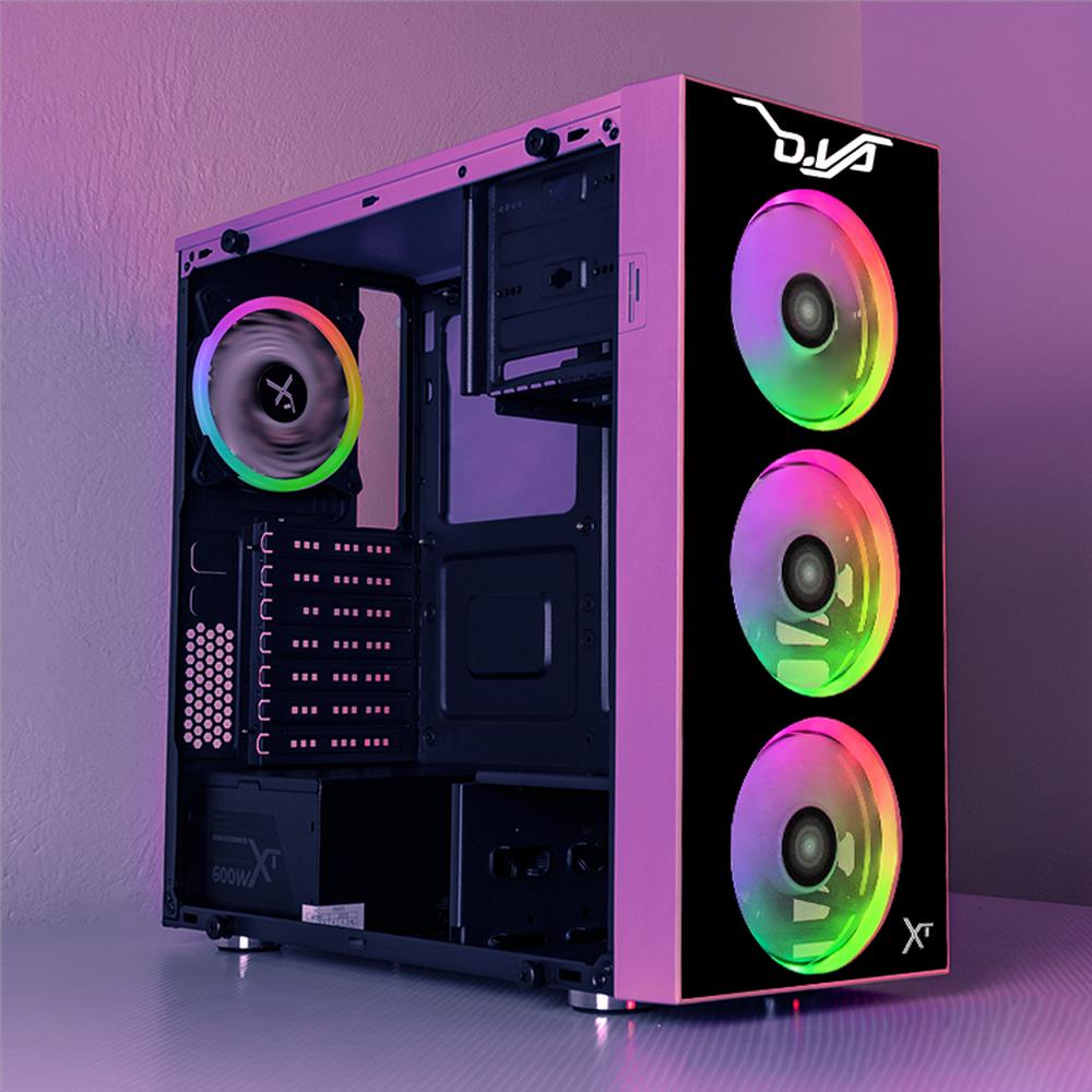 Foto 7 pulgar | Gabinete Gamer Xtreme Pc Gaming D.va Edition Media Torre Atx 600w 4 Fan Cristal Templado Rgb Rosa