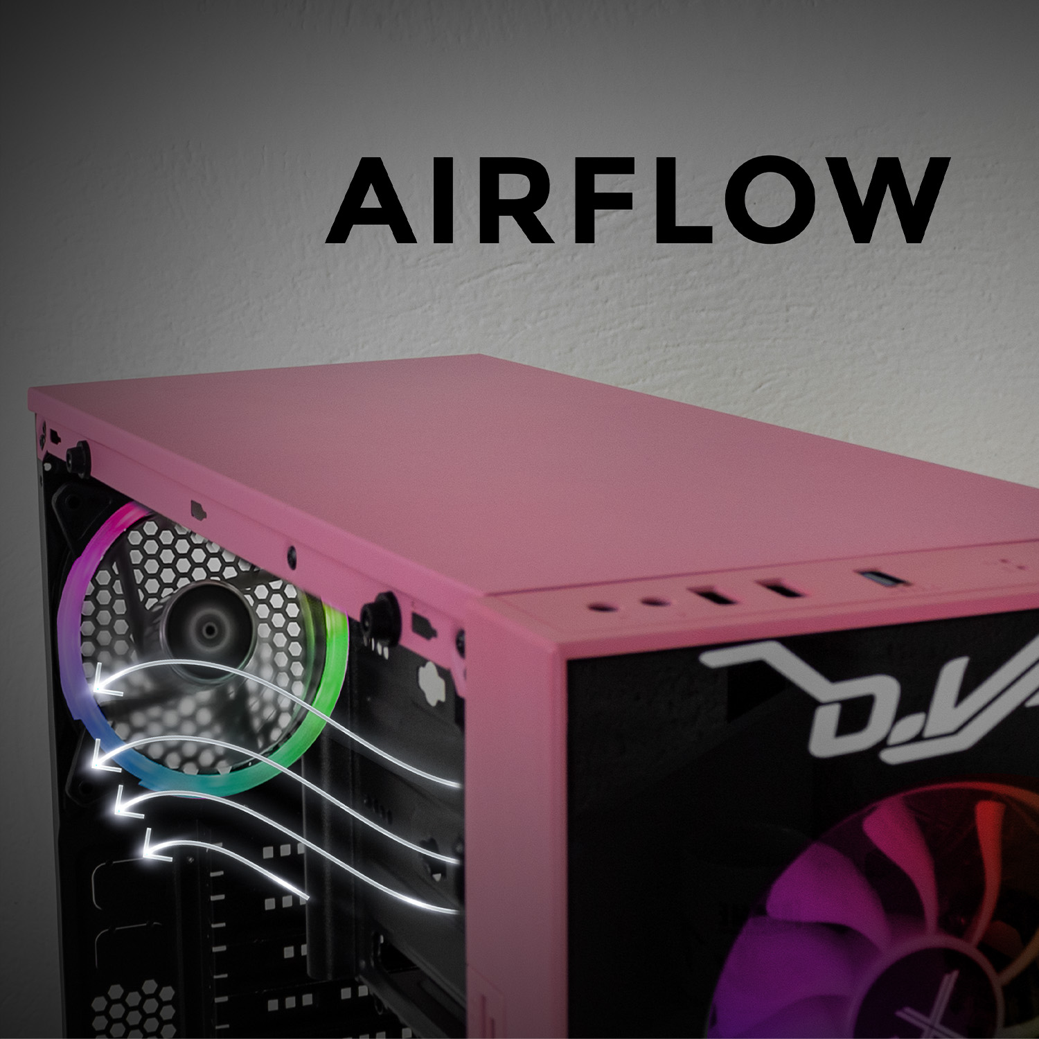 Foto 8 pulgar | Gabinete Gamer Xtreme Pc Gaming D.va Edition Media Torre Atx 600w 4 Fan Cristal Templado Rgb Rosa