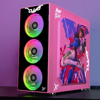Foto 8 | Gabinete Gamer Xtreme Pc Gaming D.va Edition Media Torre Atx 600w 4 Fan Cristal Templado Rgb Rosa