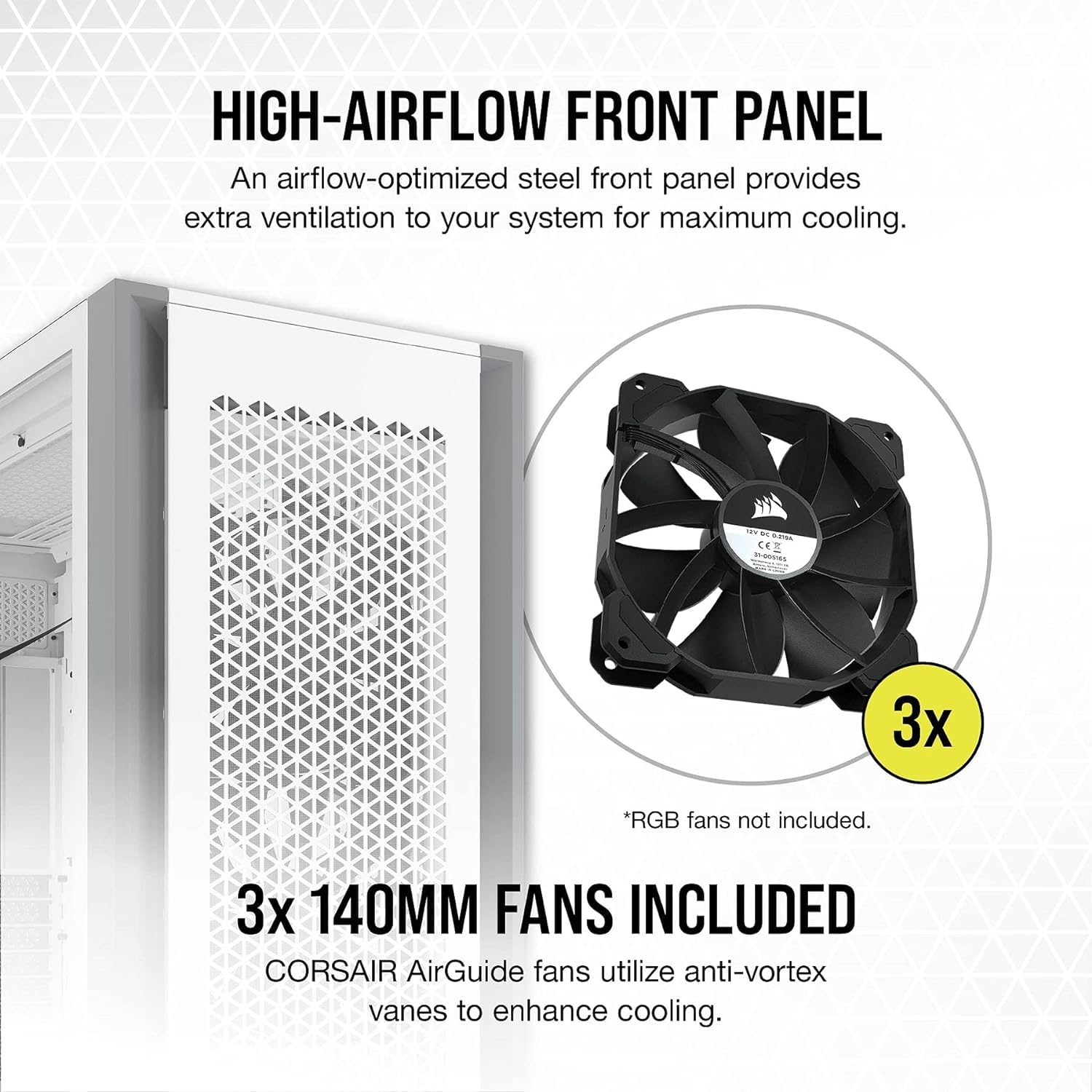 Foto 4 pulgar | Carcasa Para Pc Corsair 7000d Airflow Atx De Torre Completa Con 3 Ventiladores De 140 Mm - Venta Internacional.