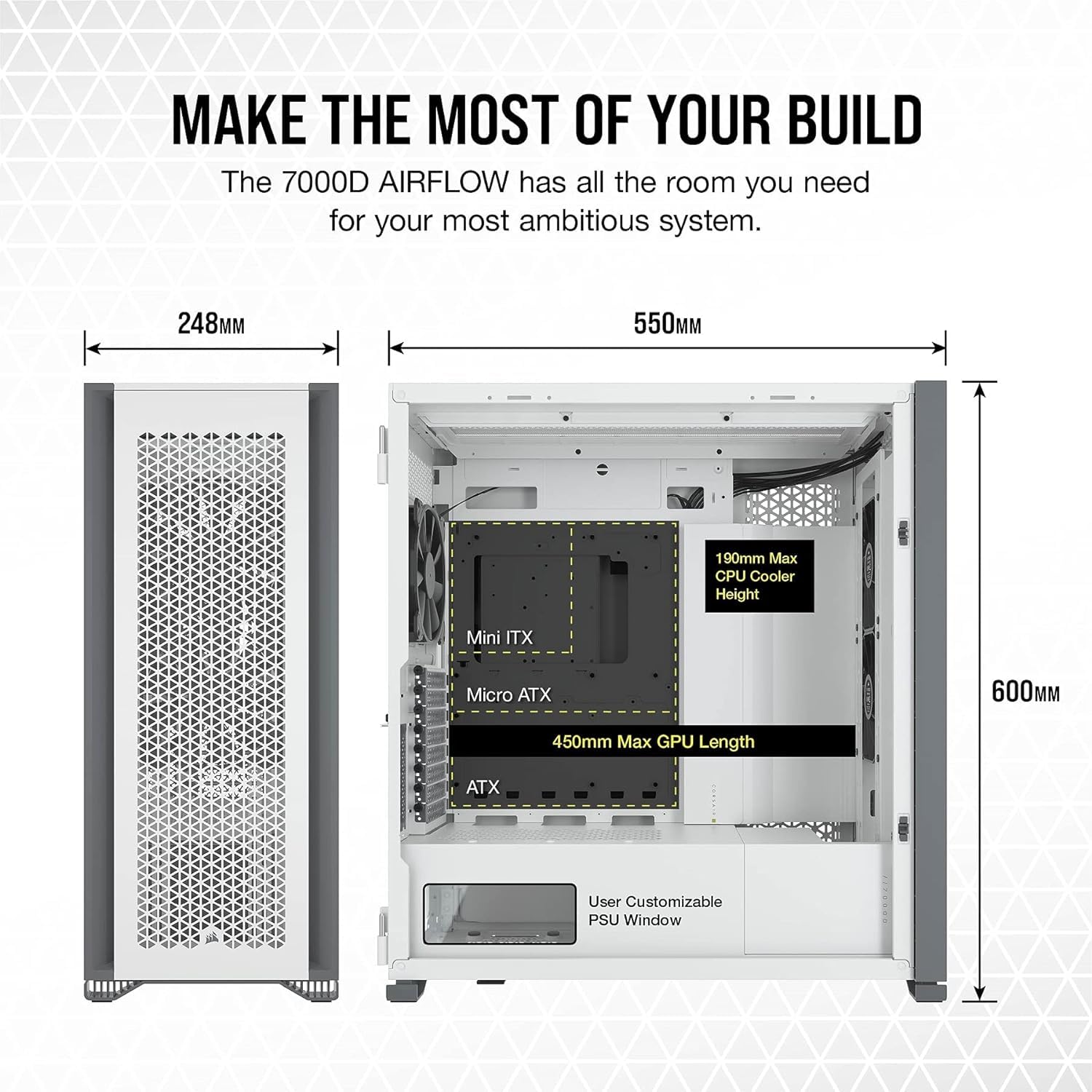 Foto 5 | Carcasa Para Pc Corsair 7000d Airflow Atx De Torre Completa Con 3 Ventiladores De 140 Mm - Venta Internacional.