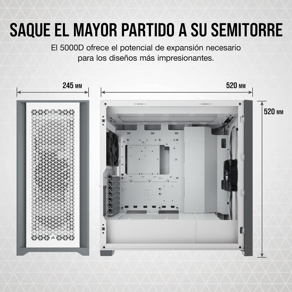 Foto 4 pulgar | Gabinete Corsair 5000d Airflow Con Ventana Midi-tower Blanco