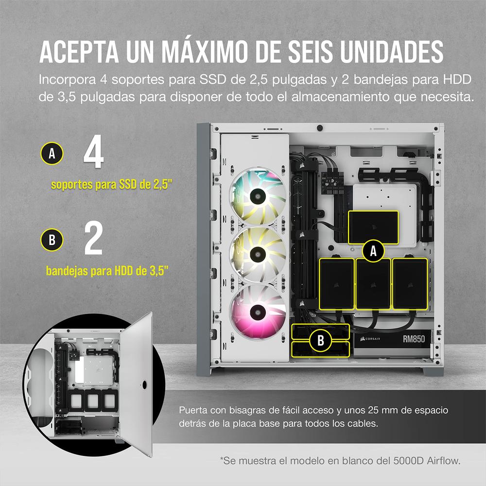 Foto 8 pulgar | Gabinete Corsair 5000d Airflow Con Ventana Midi-tower Blanco