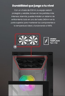 Foto 7 | Gabinete Gamer Getttech Gcm-550ac-02 7 Ventiladores (3 Instalados) Vga Hasta 320mm Enfriador Hasta 155mm Fuentes A