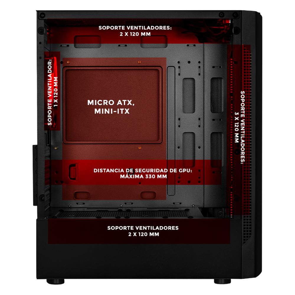 Foto 4 pulgar | Gabinete Gamer Xtreme Pc Gaming Spider-man Il Edition Micro Torre Micro Atx 3 Fan Cristal Templado Rgb Negro