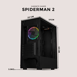 Foto 6 | Gabinete Gamer Xtreme Pc Gaming Spider-man Il Edition Micro Torre Micro Atx 3 Fan Cristal Templado Rgb Negro