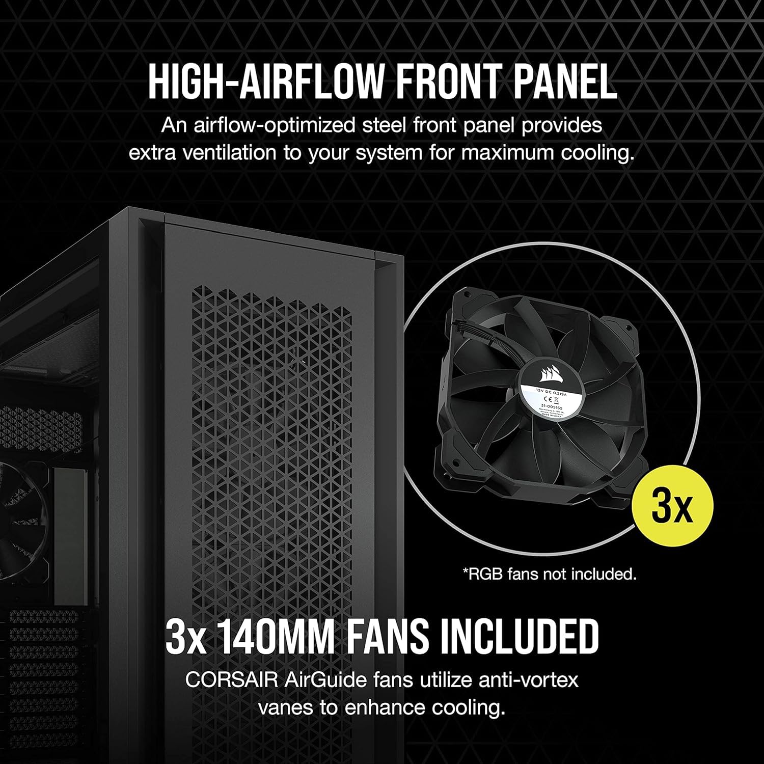 Foto 4 pulgar | Carcasa Para Pc Corsair 7000d Airflow Atx De Torre Completa Con 3 Ventiladores De 140 Mm - Venta Internacional.