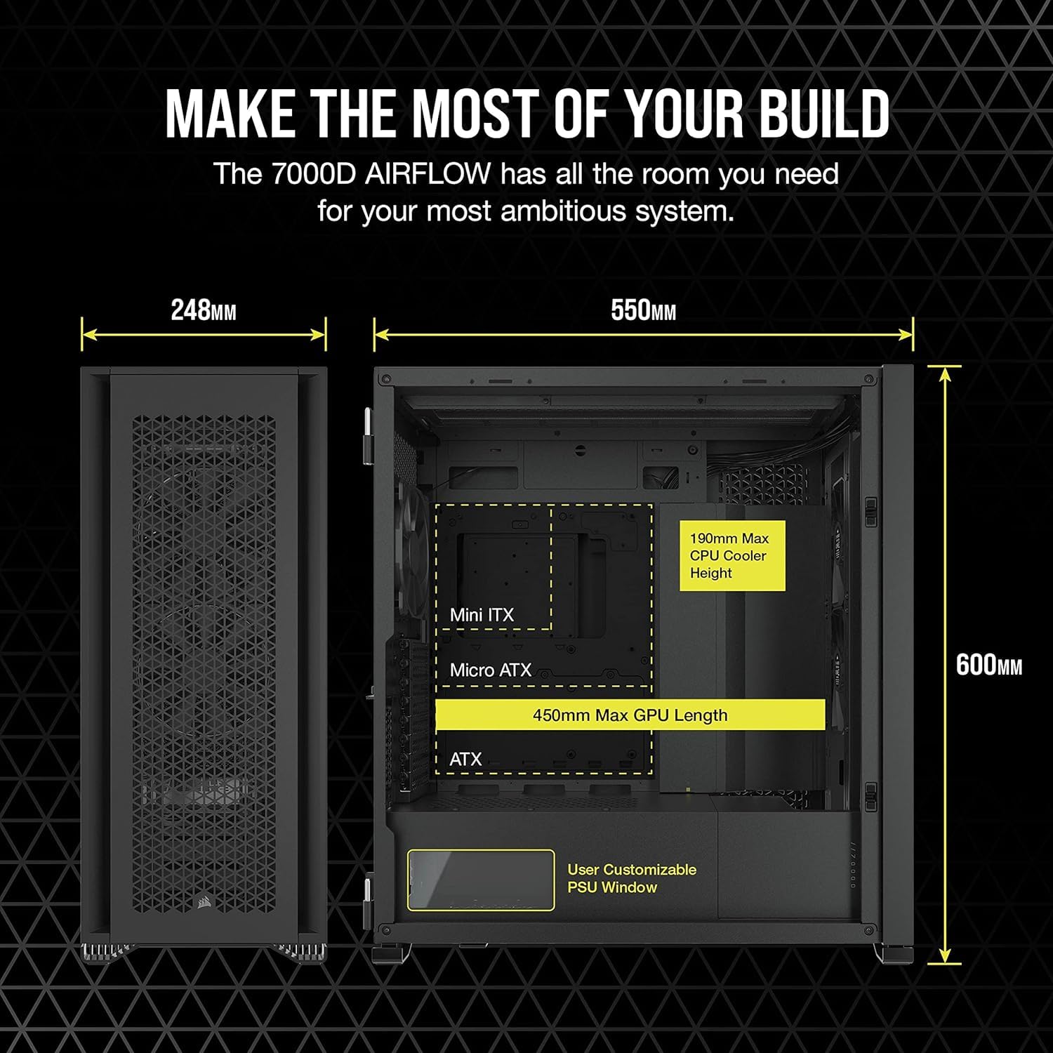 Foto 5 | Carcasa Para Pc Corsair 7000d Airflow Atx De Torre Completa Con 3 Ventiladores De 140 Mm - Venta Internacional.