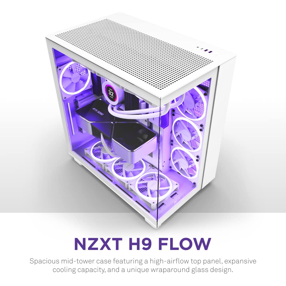 Foto 3 pulgar | Funda Para Videojuegos Para Pc Nzxt H9 Flow, Doble Cámara, Atx Mid-tower, Blanca - Venta Internacional.