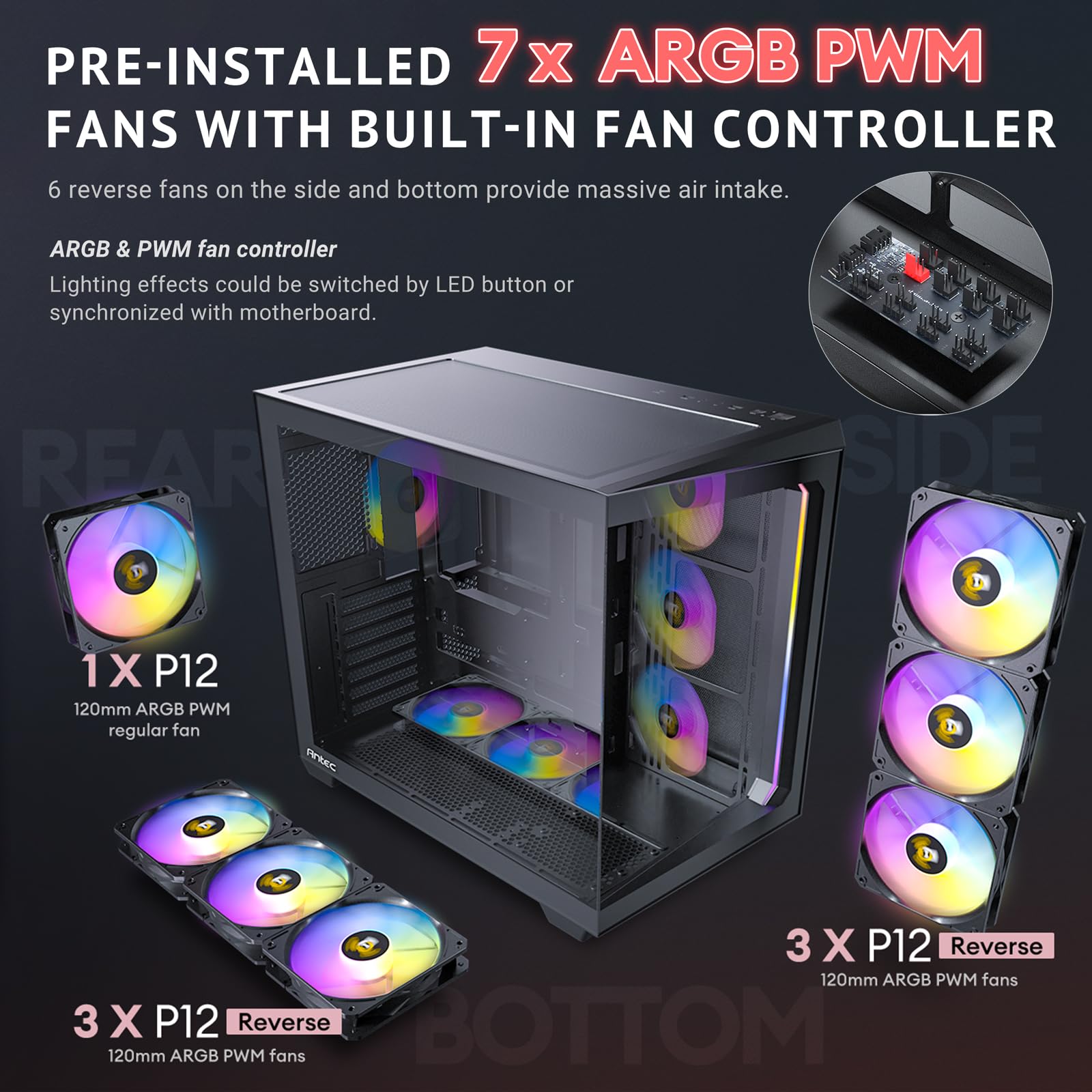 Foto 5 pulgar | Carcasa Para Pc Antec C5 Argb Mid-tower Atx Con Ventiladores Tipo C De 7 X 120 Mm - Venta Internacional.