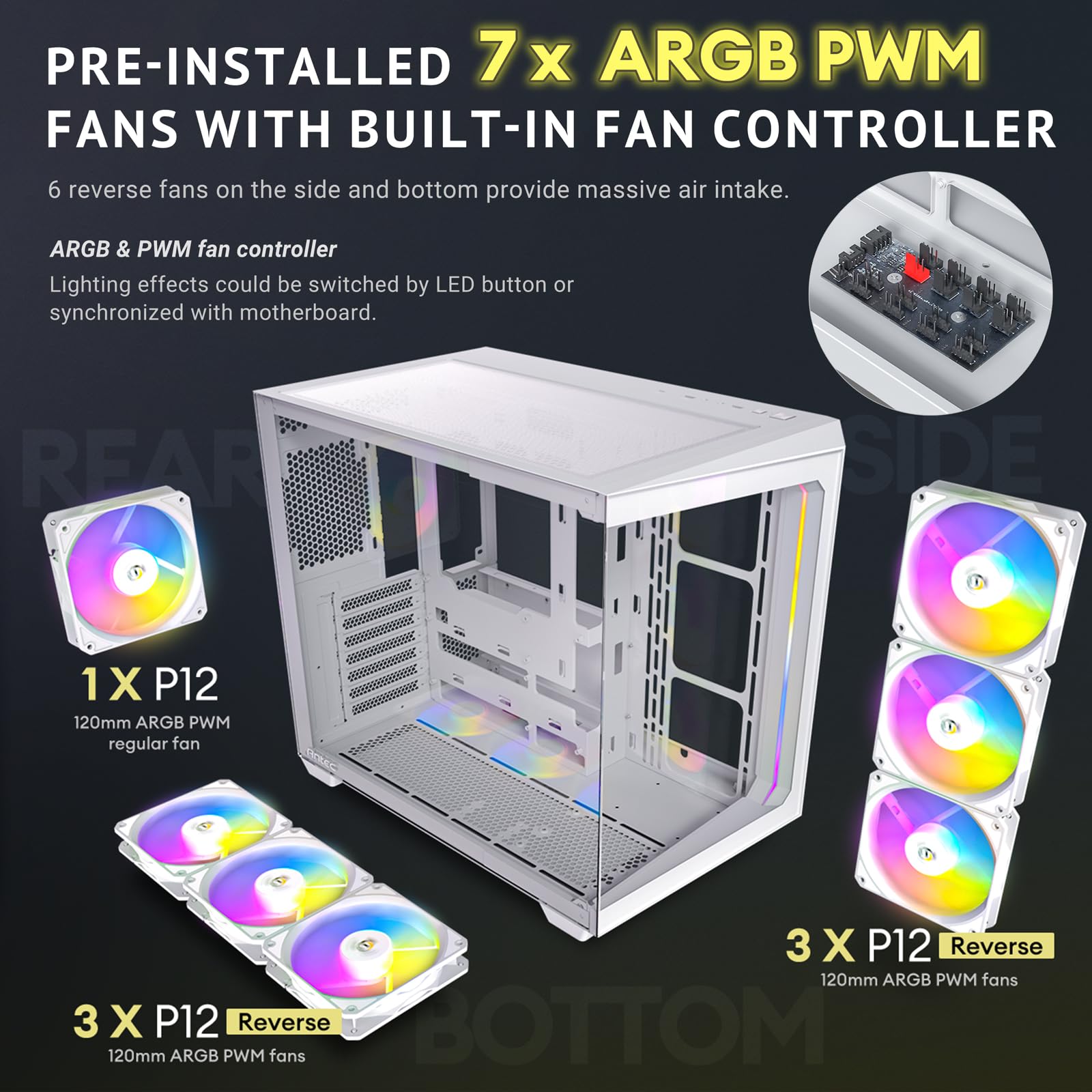 Foto 5 pulgar | Funda Para Pc Antec C5 Argb Blanca, 7 Ventiladores De 120 Mm, Tipo C 3.2 Gen 2 - Venta Internacional.