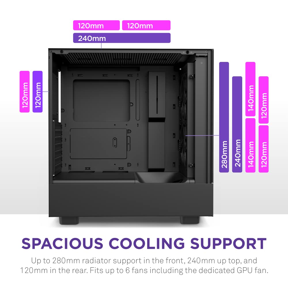 Foto 6 pulgar | Funda Para Videojuegos Para Pc Nzxt H5 Flow Compact Atx Mid-tower Negra - Venta Internacional.