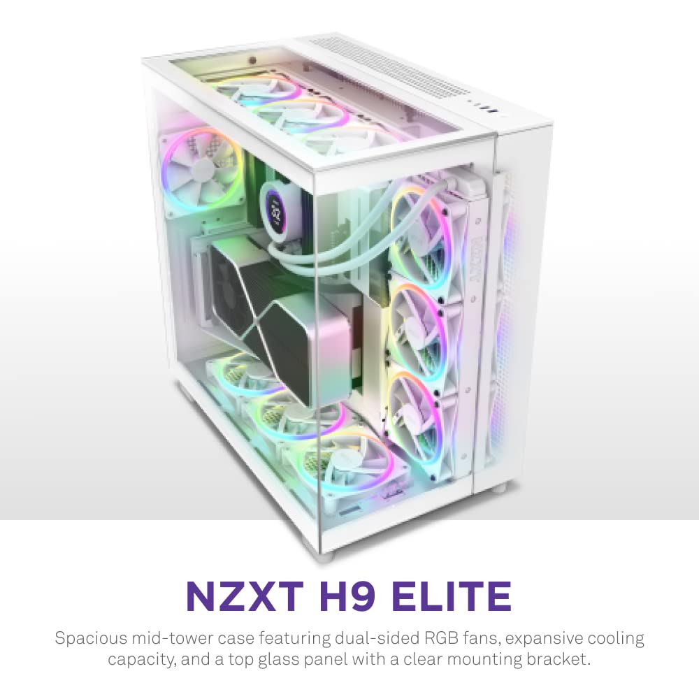 Foto 3 pulgar | Funda Para Videojuegos Para Pc Nzxt H9 Elite De Doble Cámara Atx Mid-tower Blanca - Venta Internacional.