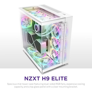 Foto 2 | Funda Para Videojuegos Para Pc Nzxt H9 Elite De Doble Cámara Atx Mid-tower Blanca - Venta Internacional.