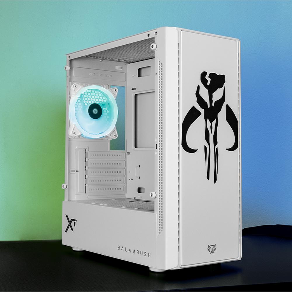 Foto 7 pulgar | Gabinete Gamer Xtreme Pc Gaming Mandalorian Green V2 Edition Micro Torre Micro Atx 3 Fan Cristal Templado Rgb Blanco