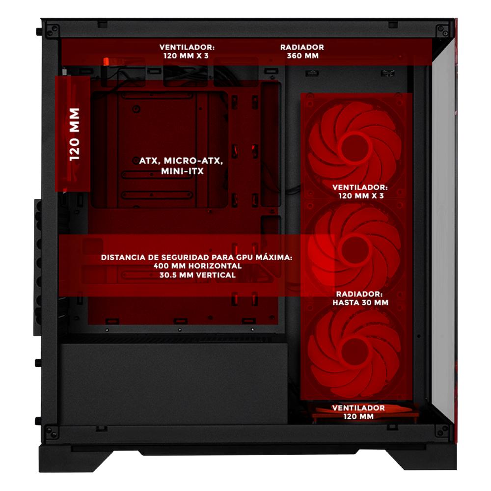 Foto 4 pulgar | Gabinete Gamer Xtreme PC Gaming Spider-man II V3 Edition Media Torre Atx 5 Fan Usb-C Cristal Templado Argb Negro