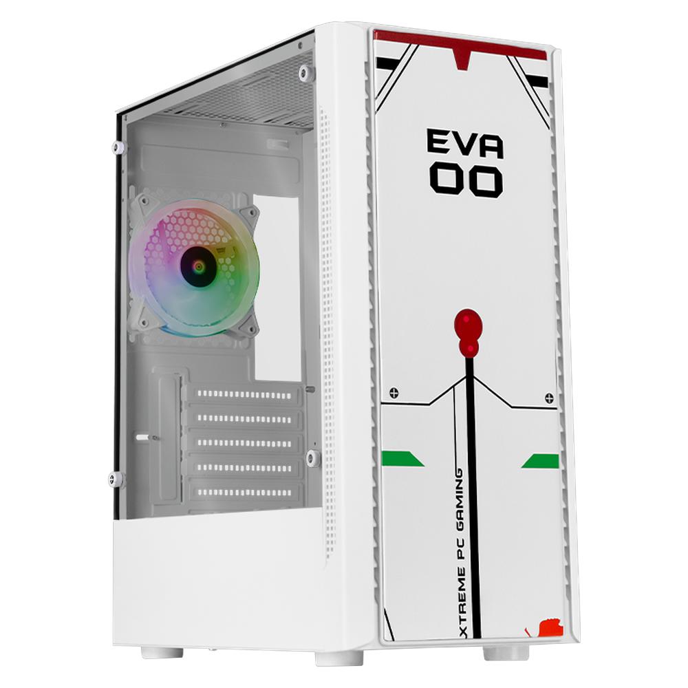 Foto 2 pulgar | Gabinete Gamer Xtreme Pc Gaming Evangelion 00 V2 Edition Micro Torre Micro Atx 3 Fan Cristal Templado Rgb Blanco
