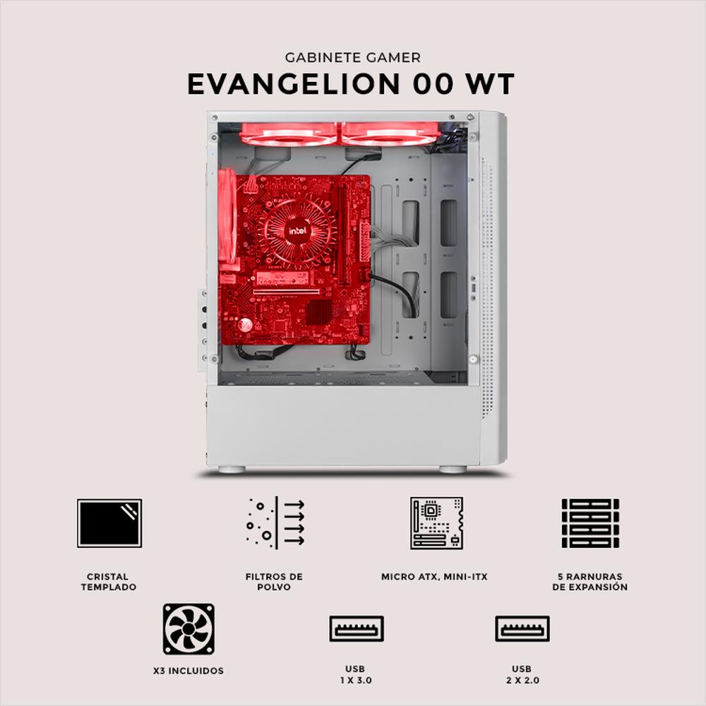 Foto 6 pulgar | Gabinete Gamer Xtreme Pc Gaming Evangelion 00 V2 Edition Micro Torre Micro Atx 3 Fan Cristal Templado Rgb Blanco