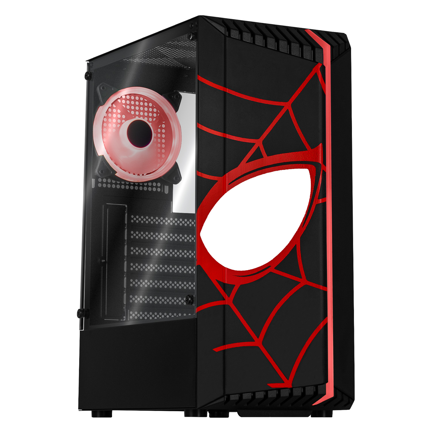 Foto 2 pulgar | Gabinete Gamer Xtreme Pc Gaming Miles Morales V2 Edition Cxtmibibk Media Torre Atx 1 Fan Cristal Templado Rgb Negro