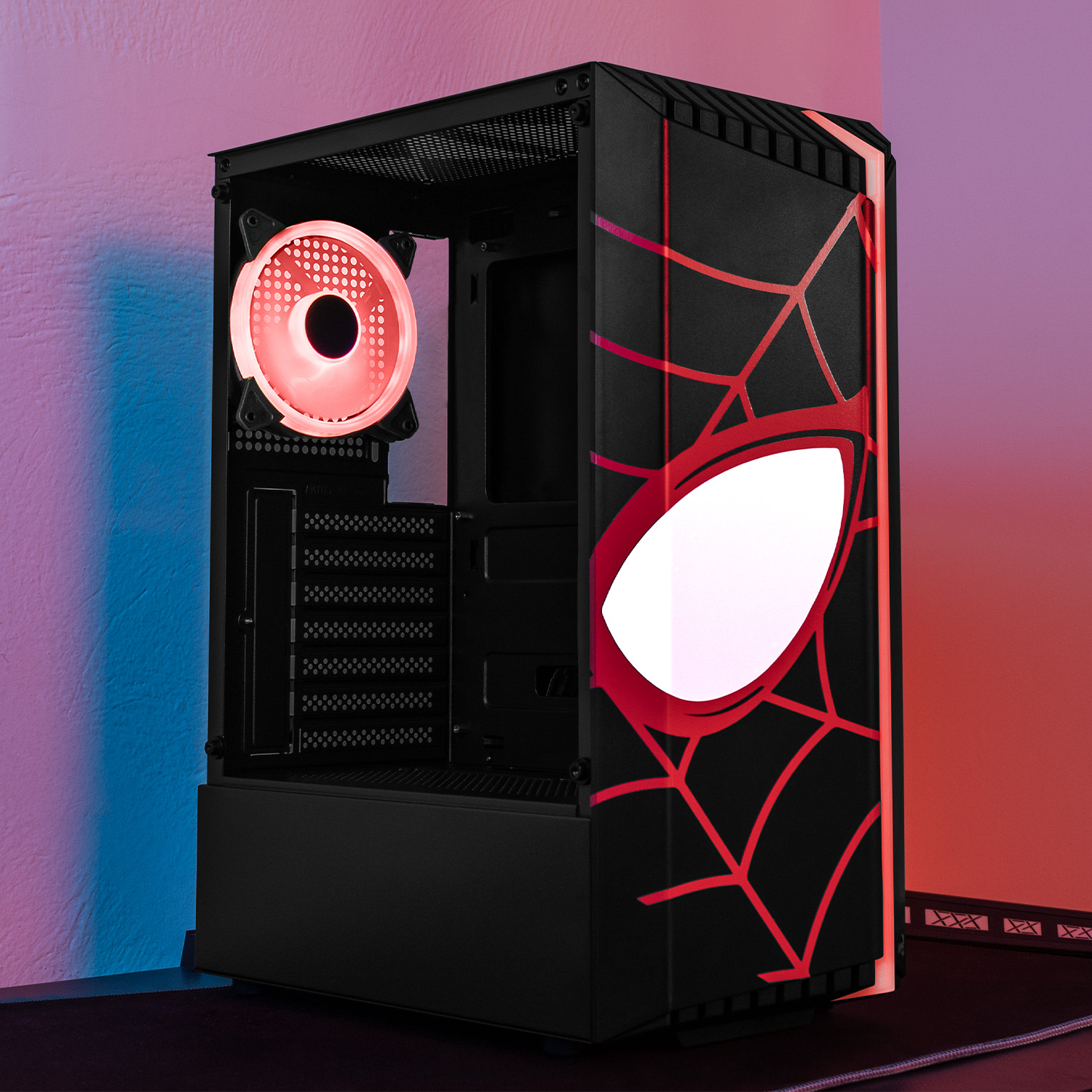 Foto 9 pulgar | Gabinete Gamer Xtreme Pc Gaming Miles Morales V2 Edition Cxtmibibk Media Torre Atx 1 Fan Cristal Templado Rgb Negro