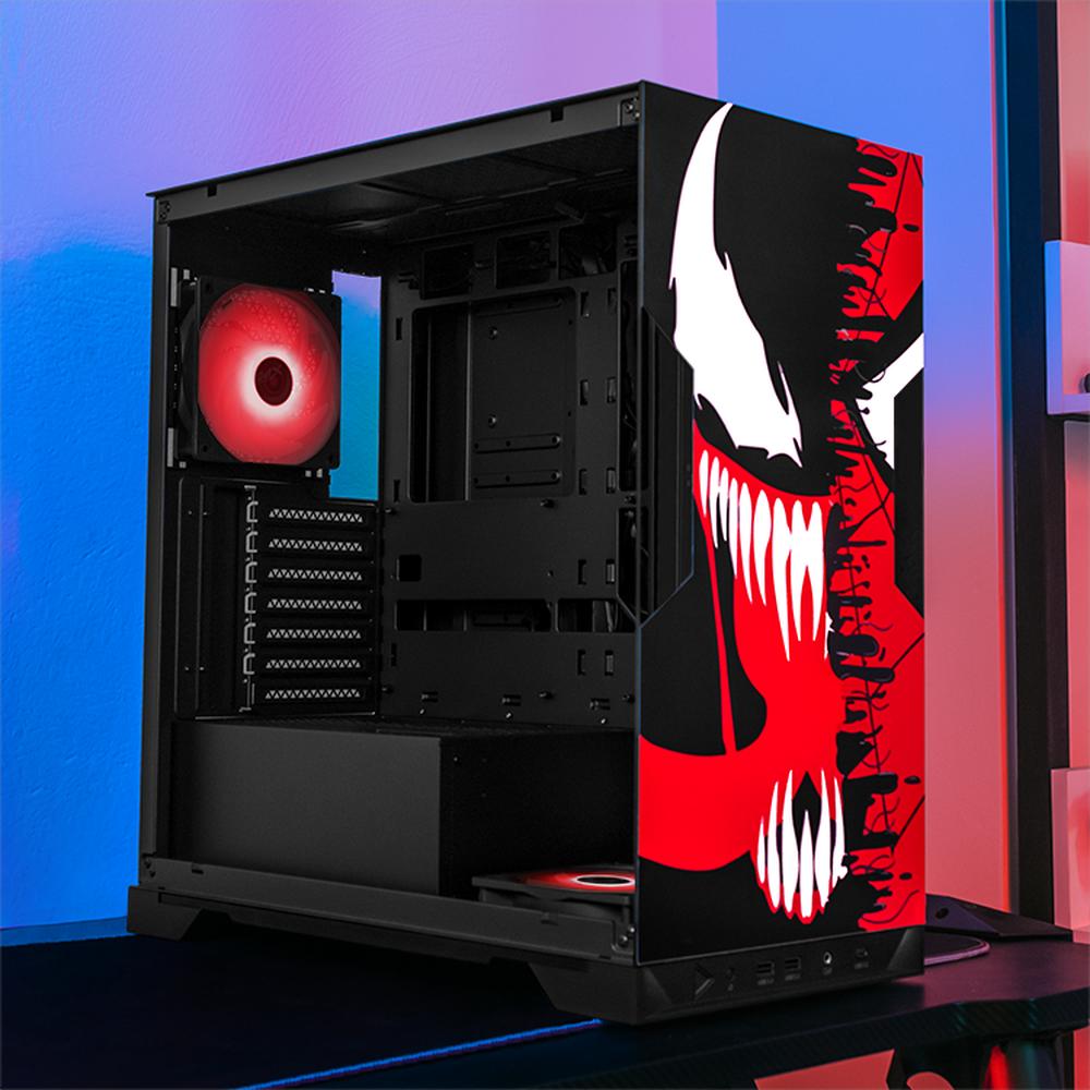 Foto 7 pulgar | Gabinete Gamer Xtreme Pc Gaming Venom V2 Edition Media Torre Atx 5 Fan Usb-c Cristal Templado Argb Negro