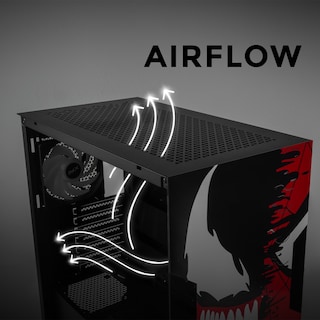 Foto 7 | Gabinete Gamer Xtreme Pc Gaming Venom V2 Edition Media Torre Atx 5 Fan Usb-c Cristal Templado Argb Negro