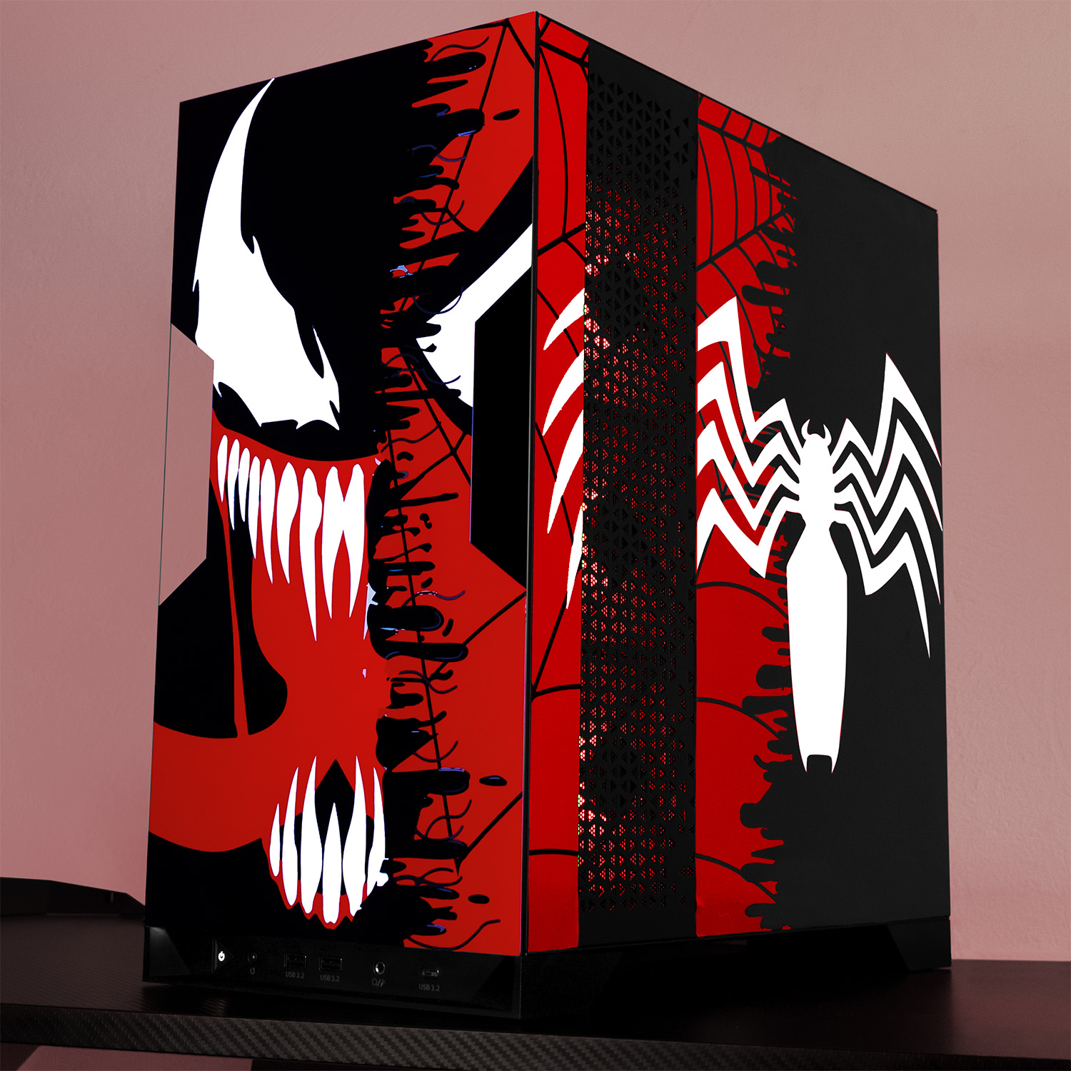 Foto 9 pulgar | Gabinete Gamer Xtreme Pc Gaming Venom V2 Edition Media Torre Atx 5 Fan Usb-c Cristal Templado Argb Negro