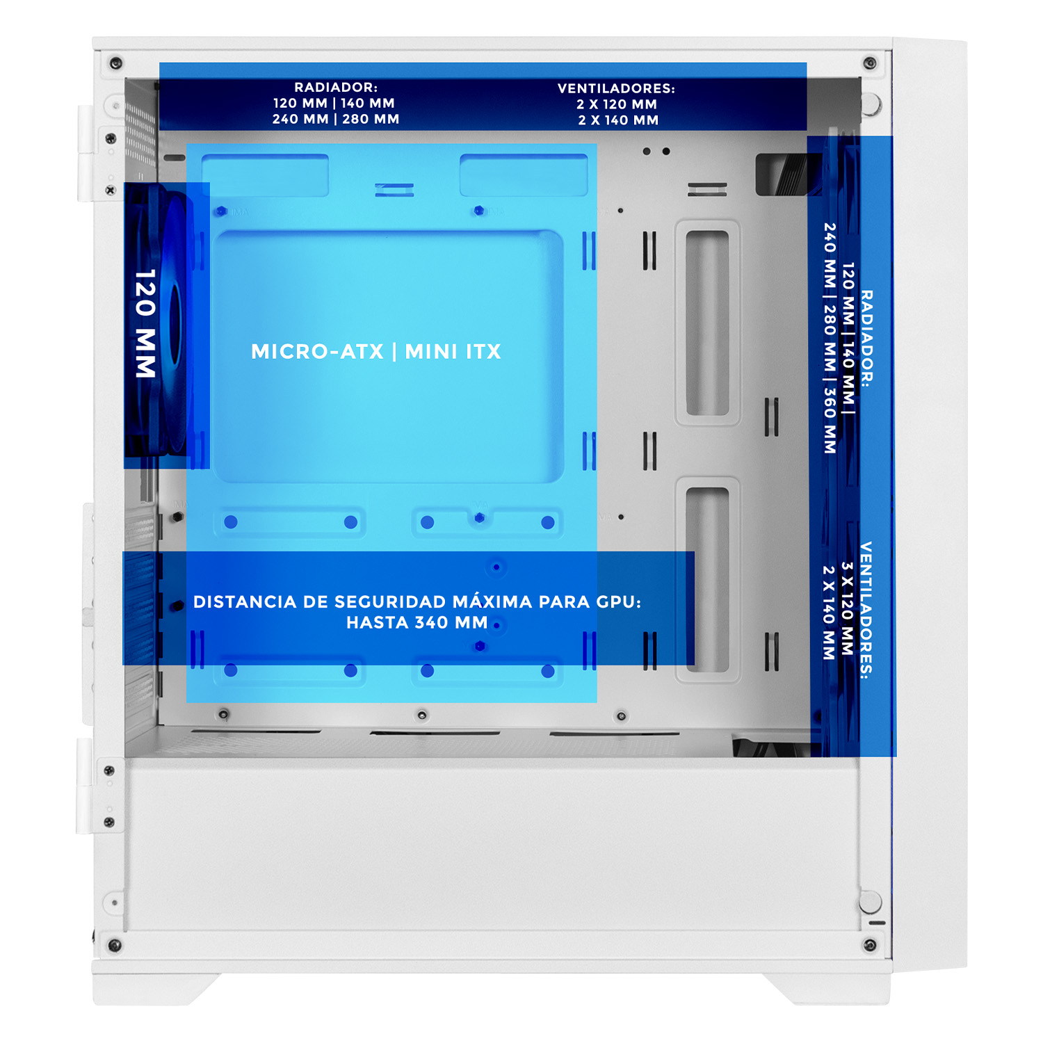 Foto 4 pulgar | Gabinete Gamer Xtreme PC Gaming Sonic Micro Torre Micro ATX 4 Fan USB-C Cristal Templado Frente Intercambiable ARGB