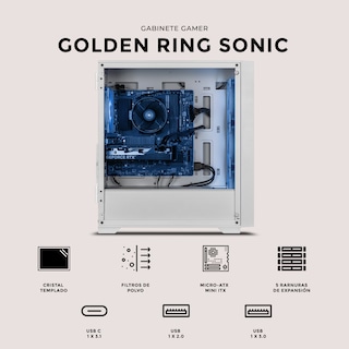 Foto 6 | Gabinete Gamer Xtreme Pc Gaming Ring Sonic Micro Torre Micro ATX 4 Fan USB-C Cristal Templado Frente Intercambiable ARGB