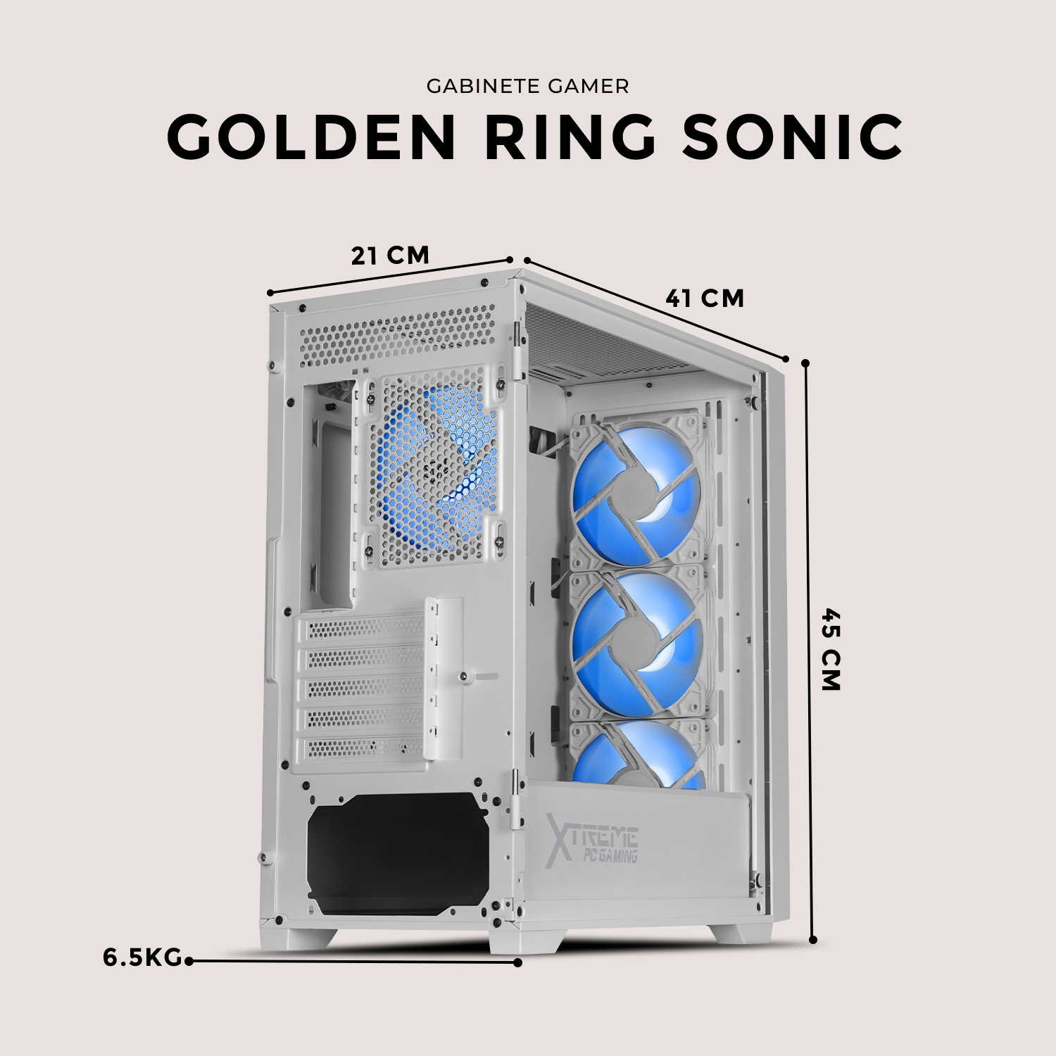 Foto 7 | Gabinete Gamer Xtreme Pc Gaming Ring Sonic Micro Torre Micro ATX 4 Fan USB-C Cristal Templado Frente Intercambiable ARGB