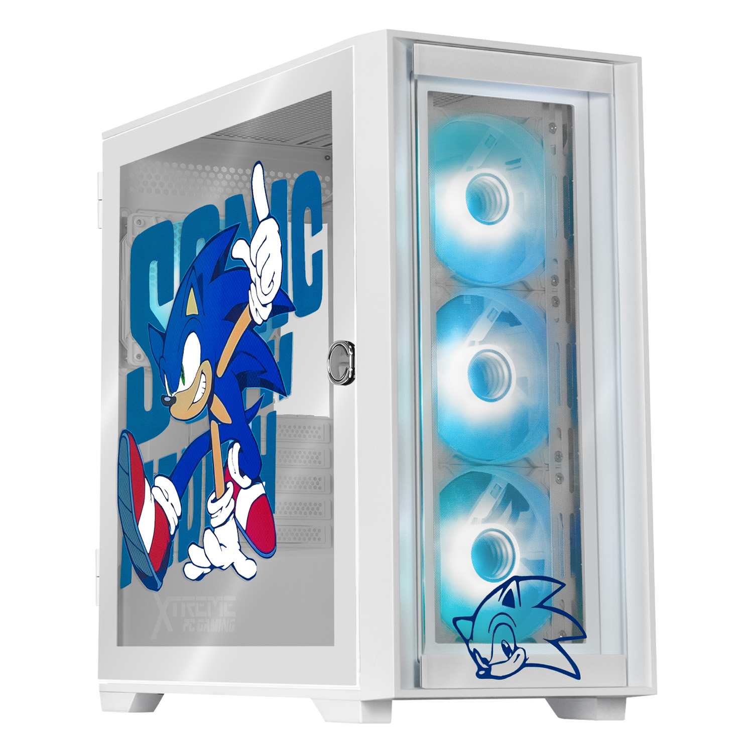 Foto 2 pulgar | Gabinete Gamer Xtreme Pc Gaming Sonic Hedgehog Micro Atx 4 Fan Usb-c Cristal Templado Frente Intercambiable Argb