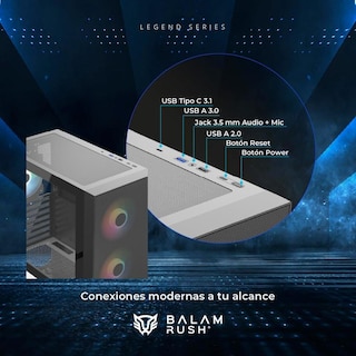 Foto 2 | Gabinete Gamer Balam Rush Nitrox Aircool 5500abw Atx Media Torre 3 Fan Argb Cristal Templado Frente Malla Usb-c