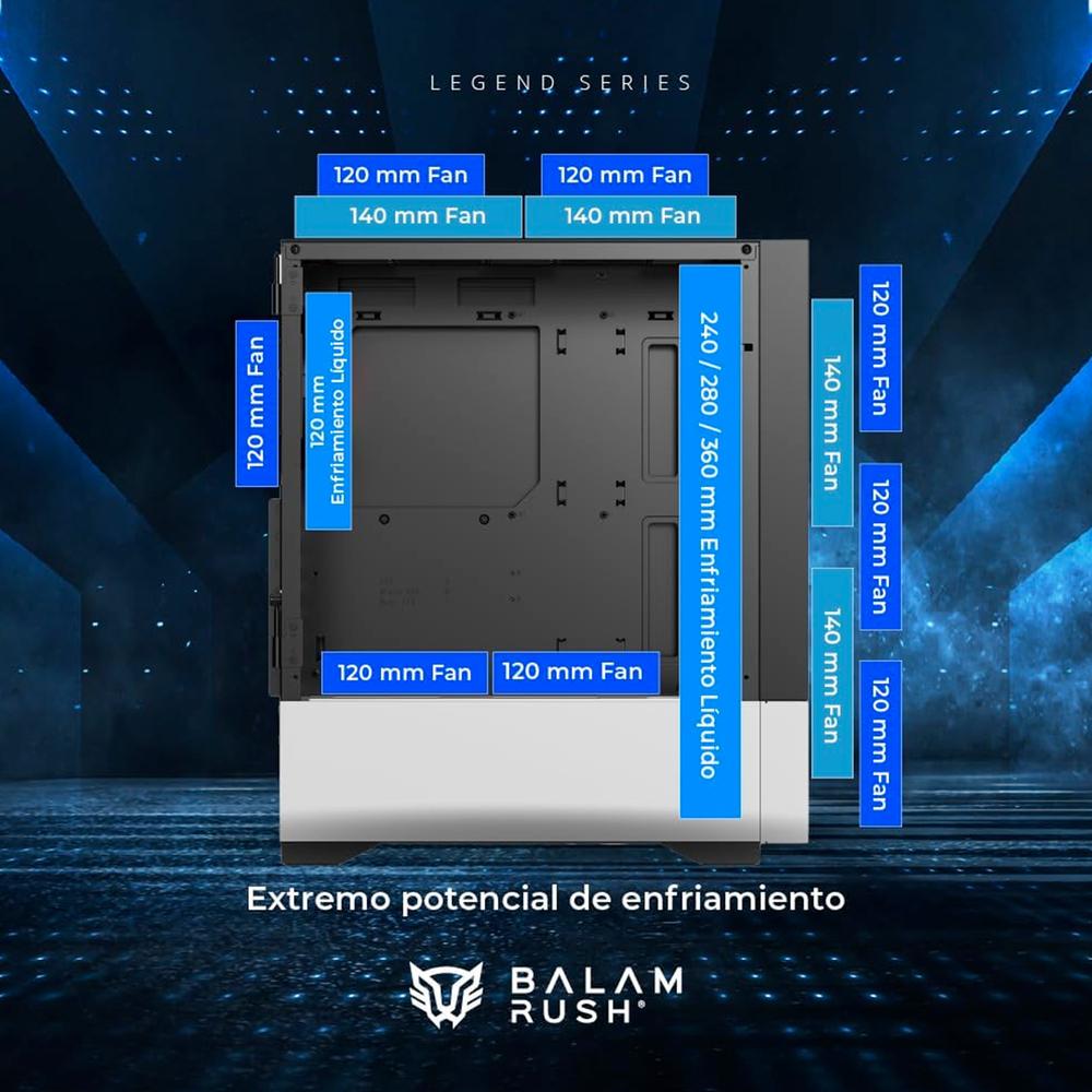 Foto 5 pulgar | Gabinete Gamer Balam Rush Nitrox Aircool 5500abw Atx Media Torre 3 Fan Argb Cristal Templado Frente Malla Usb-c