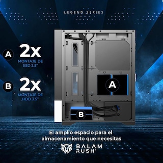 Foto 5 | Gabinete Gamer Balam Rush Nitrox Aircool 5500abw Atx Media Torre 3 Fan Argb Cristal Templado Frente Malla Usb-c