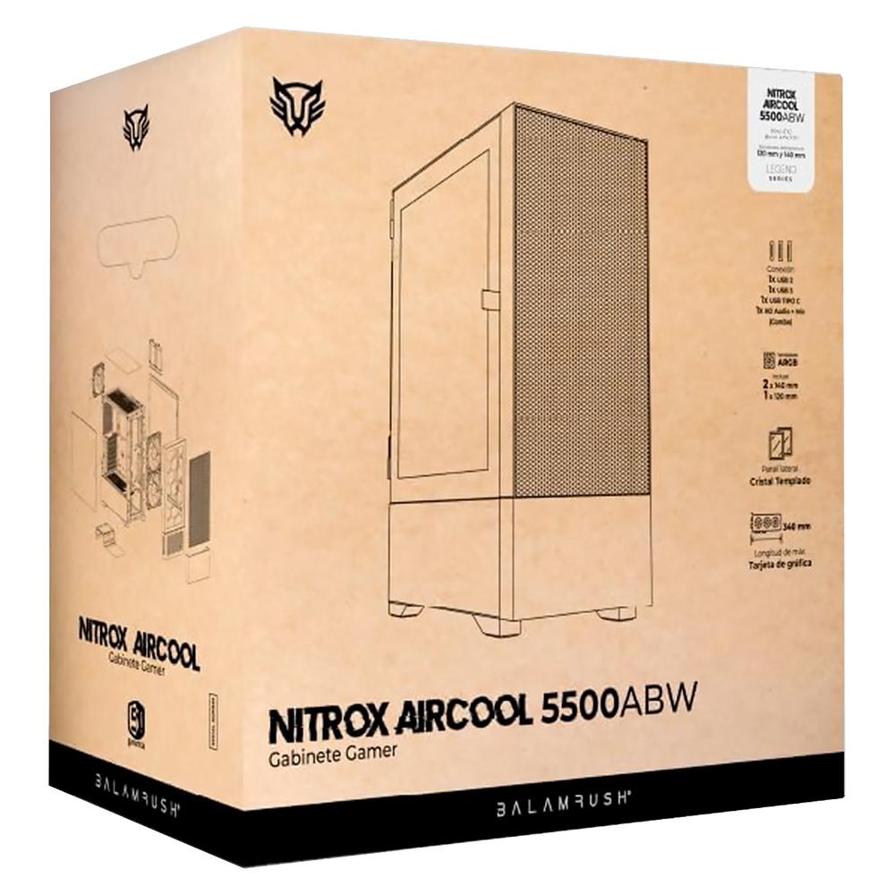 Foto 7 pulgar | Gabinete Gamer Balam Rush Nitrox Aircool 5500abw Atx Media Torre 3 Fan Argb Cristal Templado Frente Malla Usb-c