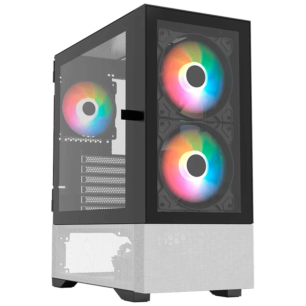 Foto 2 pulgar | Gabinete Gamer Balam Rush Nitrox Crystal 5500cbw Atx Media Torre 3 Fan Argb Cristal Templado Frente Cristal Usb-c