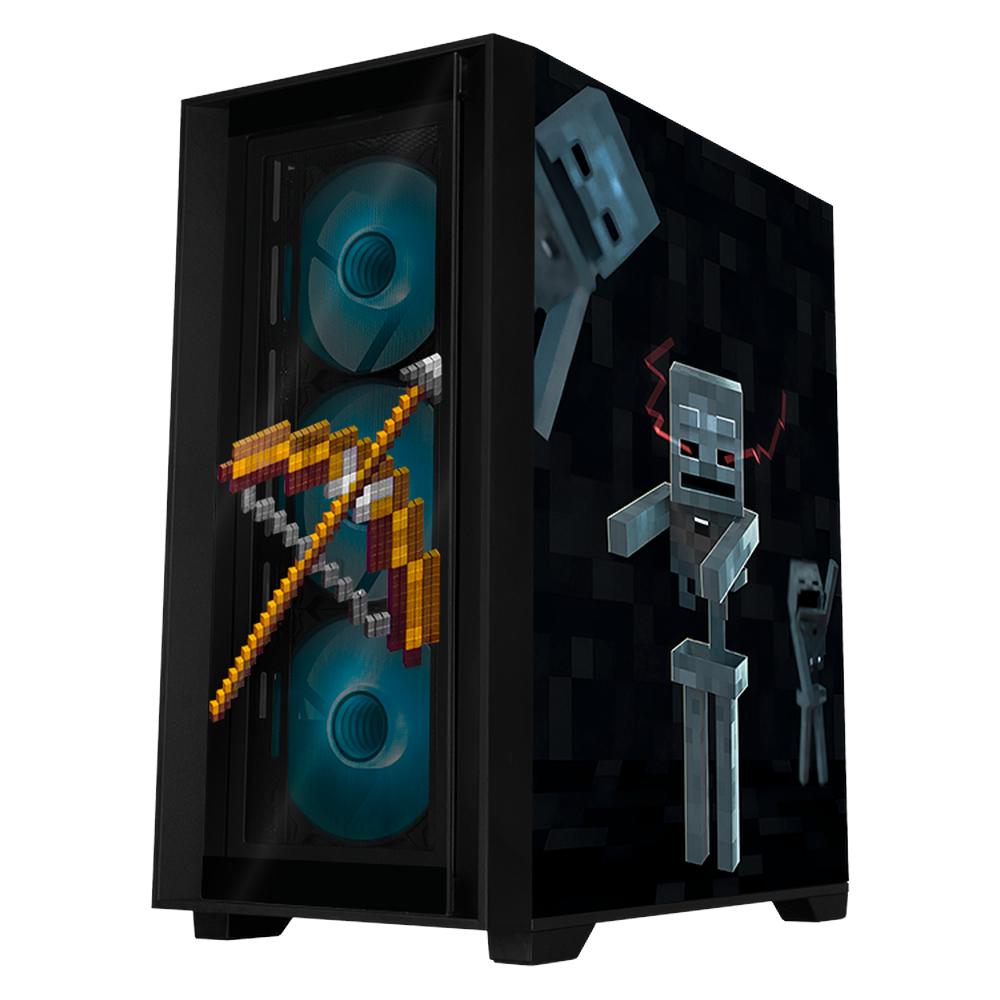 Foto 3 pulgar | Gabinete Gamer Xtreme Pc Gaming Minecraft Skeleton Micro Atx 4 Fan Usb-c Cristal Templado Frente Intercambiable Argb