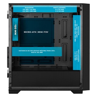 Foto 3 | Gabinete Gamer Xtreme Pc Gaming Minecraft Skeleton Micro Atx 4 Fan Usb-c Cristal Templado Frente Intercambiable Argb