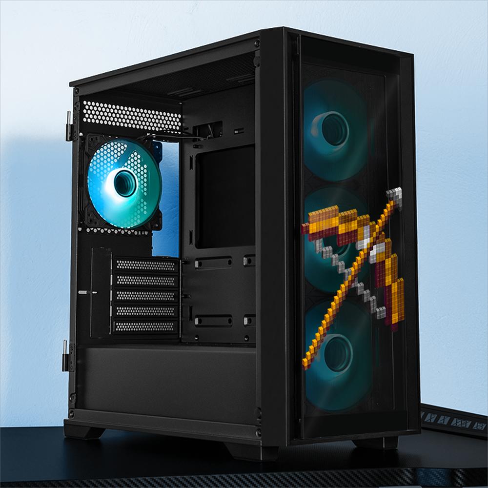 Foto 7 pulgar | Gabinete Gamer Xtreme Pc Gaming Minecraft Skeleton Micro Atx 4 Fan Usb-c Cristal Templado Frente Intercambiable Argb