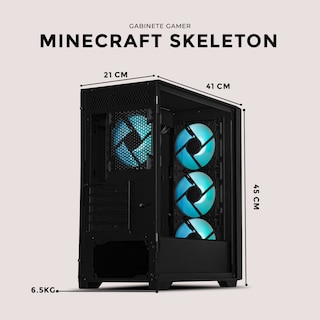 Foto 6 | Gabinete Gamer Xtreme Pc Gaming Minecraft Skeleton Micro Atx 4 Fan Usb-c Cristal Templado Frente Intercambiable Argb